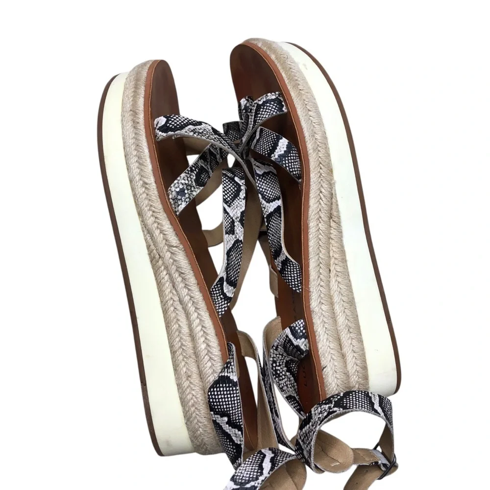 Lucky Brand Jakina Snakeskin Espadrille Wedge Sandal Women 10M/42 Platform Shoe